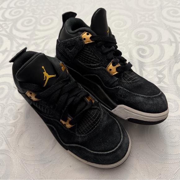 Nike Air Jordan 4 Retro Preschool Royalty Black Gold Sneakers Kid Size 13C - Picture 4 of 13